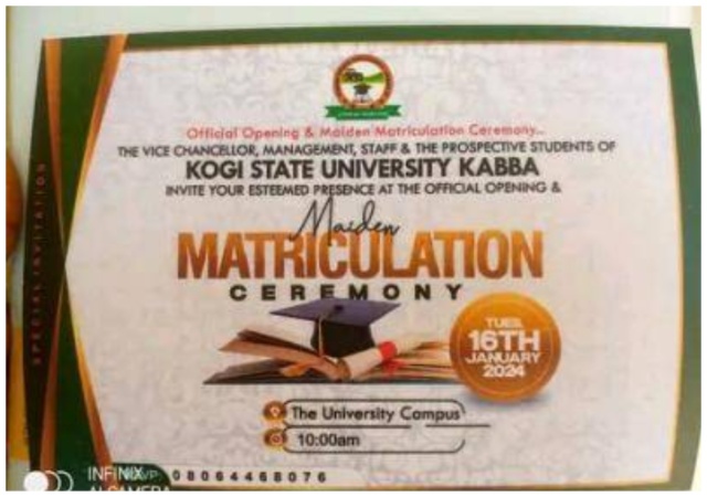 KSU Kabba Has Announced Its Maiden Matriculation Ceremony