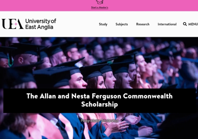 University of East Anglia 2025 Allan & Nesta Ferguson Commonwealth Scholarship (Fully Funded)